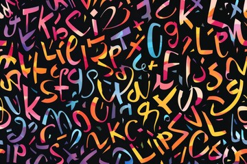 Various colored letters spread over a dark backdrop.