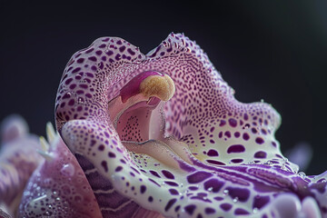 A macro view of an orchids lip, its intricate patterns resembling a landing pad for insects