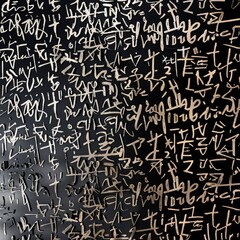 Black and white image of writing on a wall.