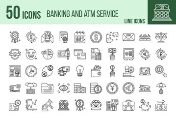 Banking and atm service Icons set