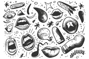 Illustration of various mouth shapes, perfect for educational materials.