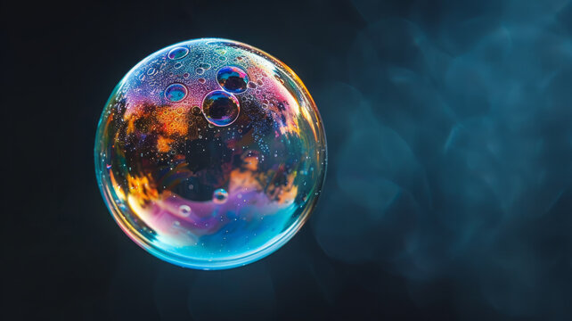 Soap bubble with colorful reflections.