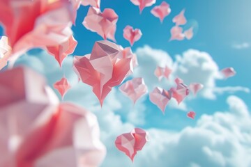 Colorful origami birds soaring high, perfect for creative projects.