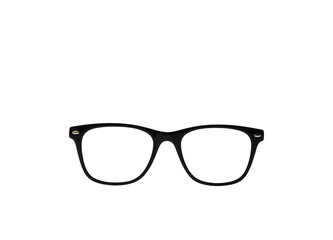 Pairs of glasses with Black frames isolated on a plain white background. Copy space. Eyesight...