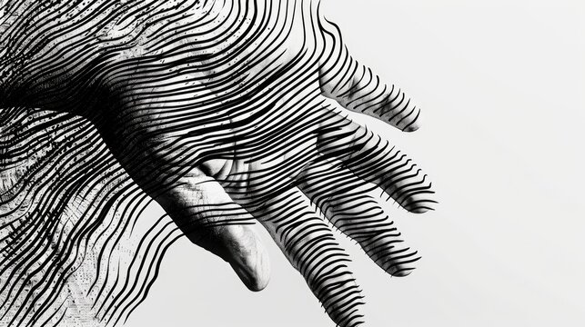 Close up of a hand with zebra print, suitable for fashion or animal themed designs.