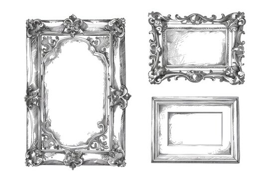 A drawing of three ornate frames, perfect for adding elegance to any design project.