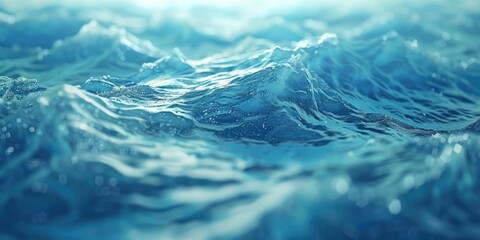 Detailed shot of blue ocean waves, ideal for travel blogs or relaxation concepts. - obrazy, fototapety, plakaty
