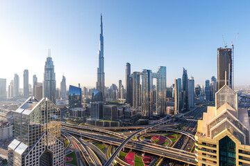 Dubai Burj Khalifa skyline tallest building in the world top view downtown - 755990462
