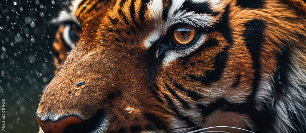 Poster close up tiger eyes and face