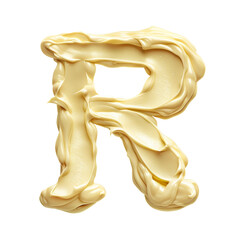 Mayonnaise Letter R Isolated on Transparent or White Background, PNG