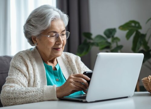 Elderly people in the digital age concep, 