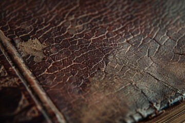A detailed close up of a brown leather book. Ideal for educational or literature concepts. - obrazy, fototapety, plakaty