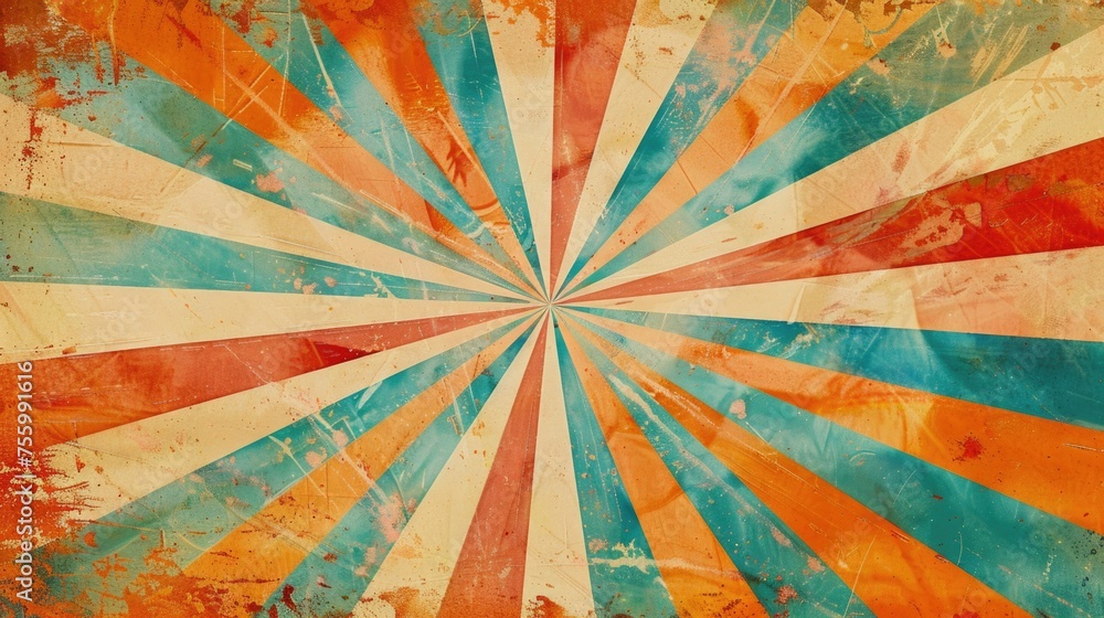 Poster a grungy background featuring a sunburst pattern. suitable for various design projects.