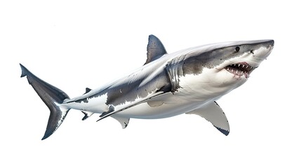 Fototapeta premium A great white shark isolated on a white background