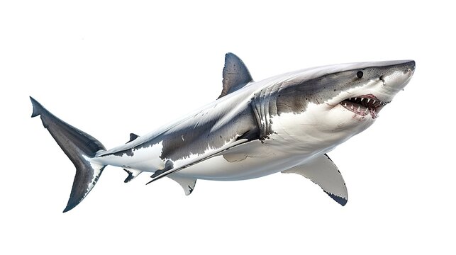 A great white shark isolated on a white background