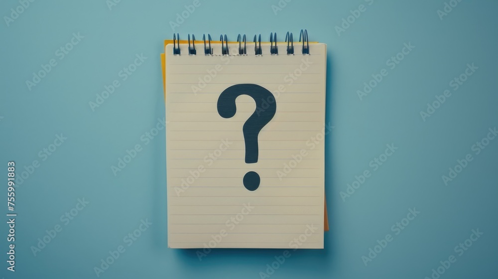 Aufkleber A notepad with a question mark symbol on it. Suitable for educational, business, or problem-solving concepts.