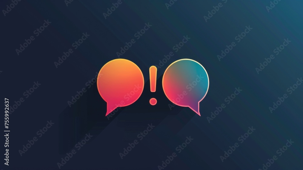 Aufkleber two speech bubbles with long shadows on a dark background. suitable for social media or communicatio