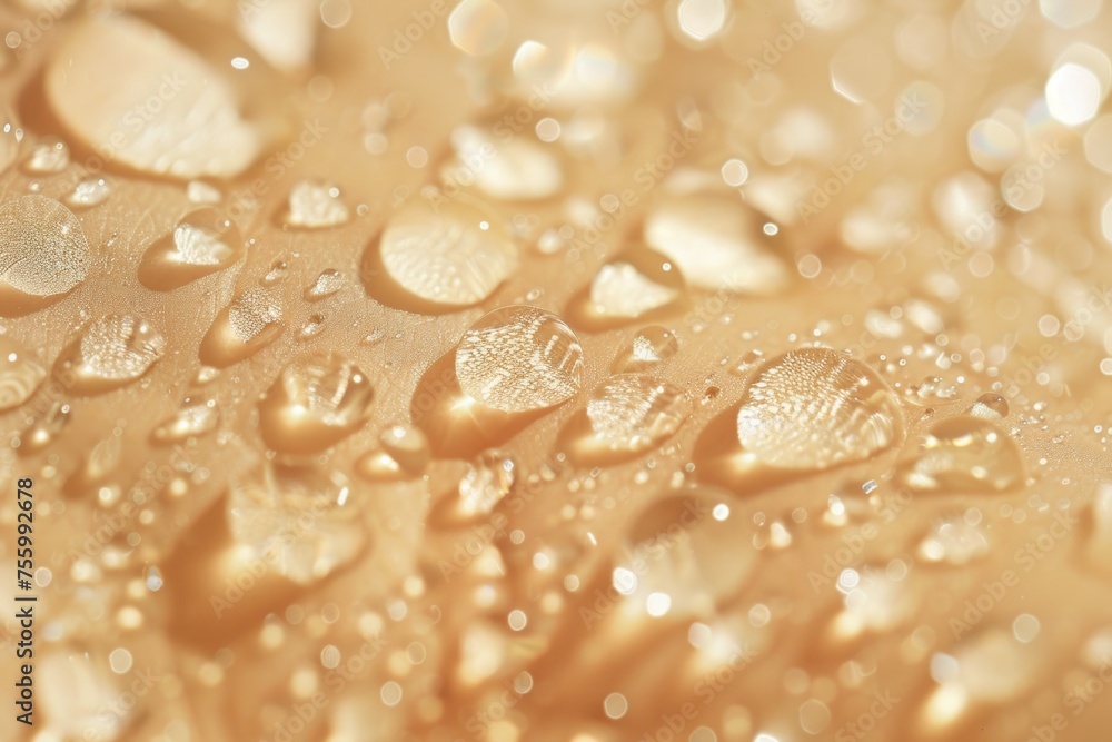 Poster close up of water droplets on a surface. suitable for backgrounds and textures.