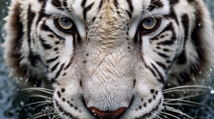 close up white tiger face and eyes 