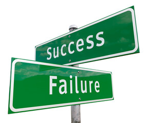 Success, Failure 2 Way Green Road Sign. Transparent PNG.