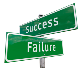 Success, Failure 2 Way Green Road Sign. Transparent PNG.