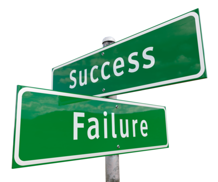 Success, Failure 2 Way Green Road Sign. Transparent PNG.