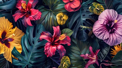 Colorful tropical plants, perfect for nature-themed designs.