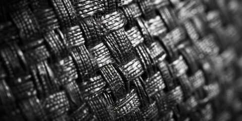 Close-up black and white photo of woven fabric, suitable for backgrounds or textures.