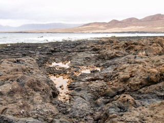 Lava beach with salt formation