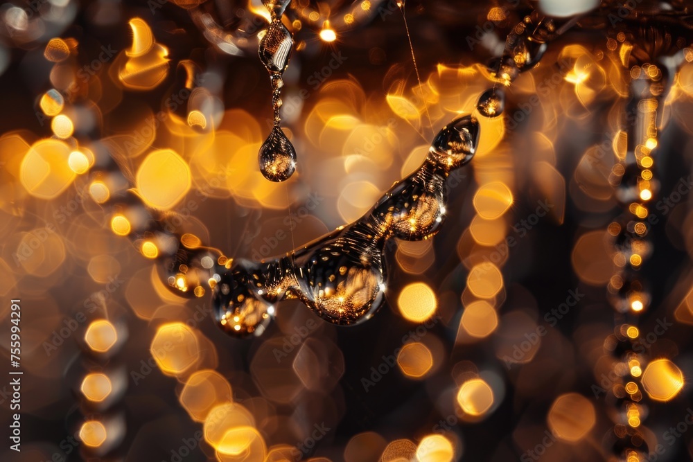 Poster Close up of a tree with lights in the background. Suitable for holiday decorations.