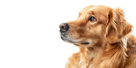 Closeup of a beautiful brown dog on a white background