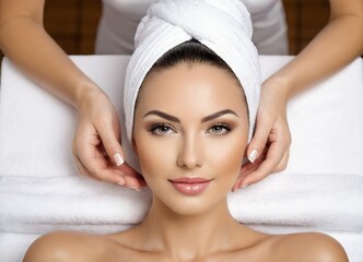 a woman laying on a bed  in spa salon