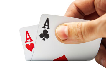 Two aces poker hand isolated on transparent background. - 755997015