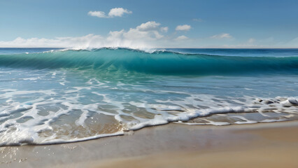 Fototapeta na wymiar beautiful sandy beach and soft blue ocean wave2