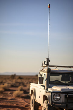 Sturdy and Long CB Antenna Mounted on a Vehicle Ensuring Optimal Communication in Off-road Conditions