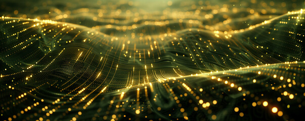 In the digital illustration, gentle waves of golden light roll softly.
