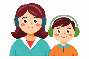 Obraz premium best mom and son carton with headphone artwork 