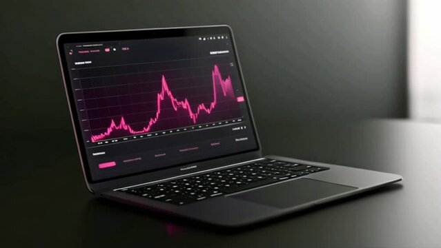 business laptop with stock market chart and forex trading data in corporate office, trading and workplace concept Generative AI 