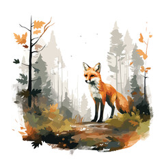 A curious fox exploring a forest