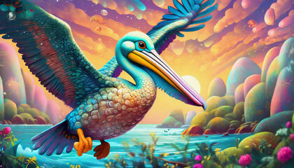 pelican in the sky