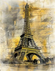 Fototapeten 프랑스 파리 에펠탑 드로잉 © 이 수목