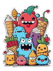 Fototapeta premium Monster food Vector style characters 9