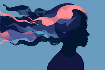 Minimalist Illustration of Anxiety and Depression, Mental Health Illustration