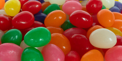 Big pile of jellybeans with assorted colors