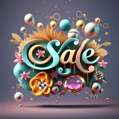 Playful Petals and Savings: A Sale Sign with 3D Floral Accents and Bubbles