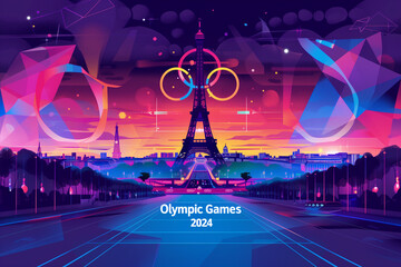 olympic games 2024 poster - obrazy, fototapety, plakaty