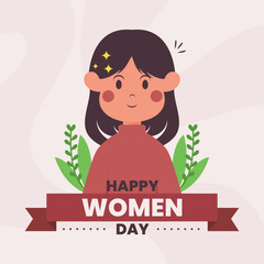 international women's day greeting card design with vector illustration of women's characters