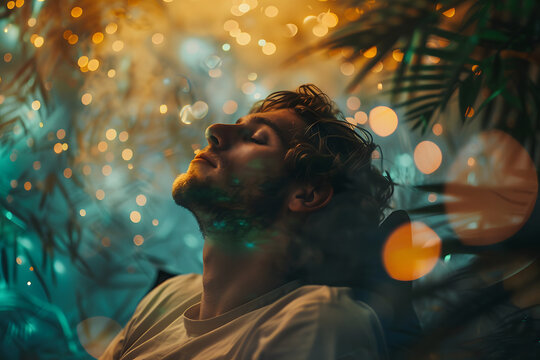  a person using relaxation techniques like meditation