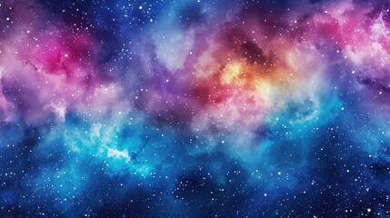 Vibrant galaxy with stars and colorful nebula clouds. - obrazy, fototapety, plakaty