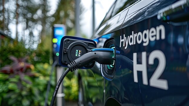 Hydrogen car charging at an electric charging station